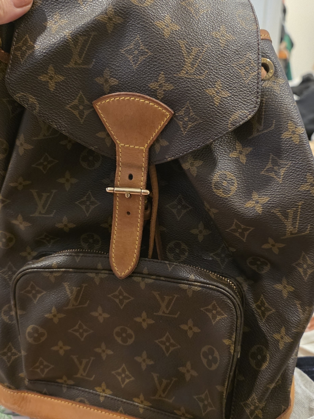 Louis Vuitton Vintage Montsouris Monogram Canvas Backpack in Brown and Tan